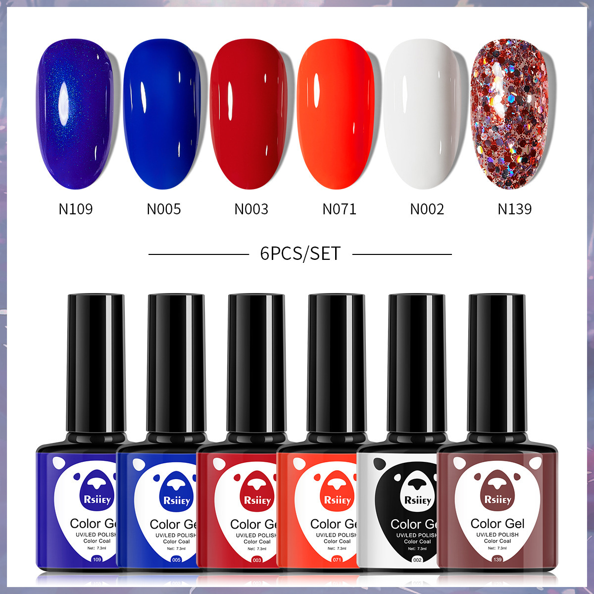 6-color nail polish glue suit popular color painted glossy cat eye UV phototherapy glue for nail salon