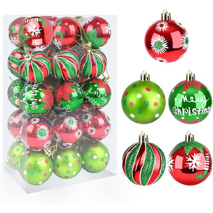 Factory Direct Sales Painted Christmas Ball Decoration Props Christmas Ball Plastic Electroplated Ball Christmas Tree Hanging Set