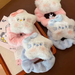 日系可爱猫咪发圈发绳毛绒公仔小熊秋冬头绳发夹马尾发饰头饰新款