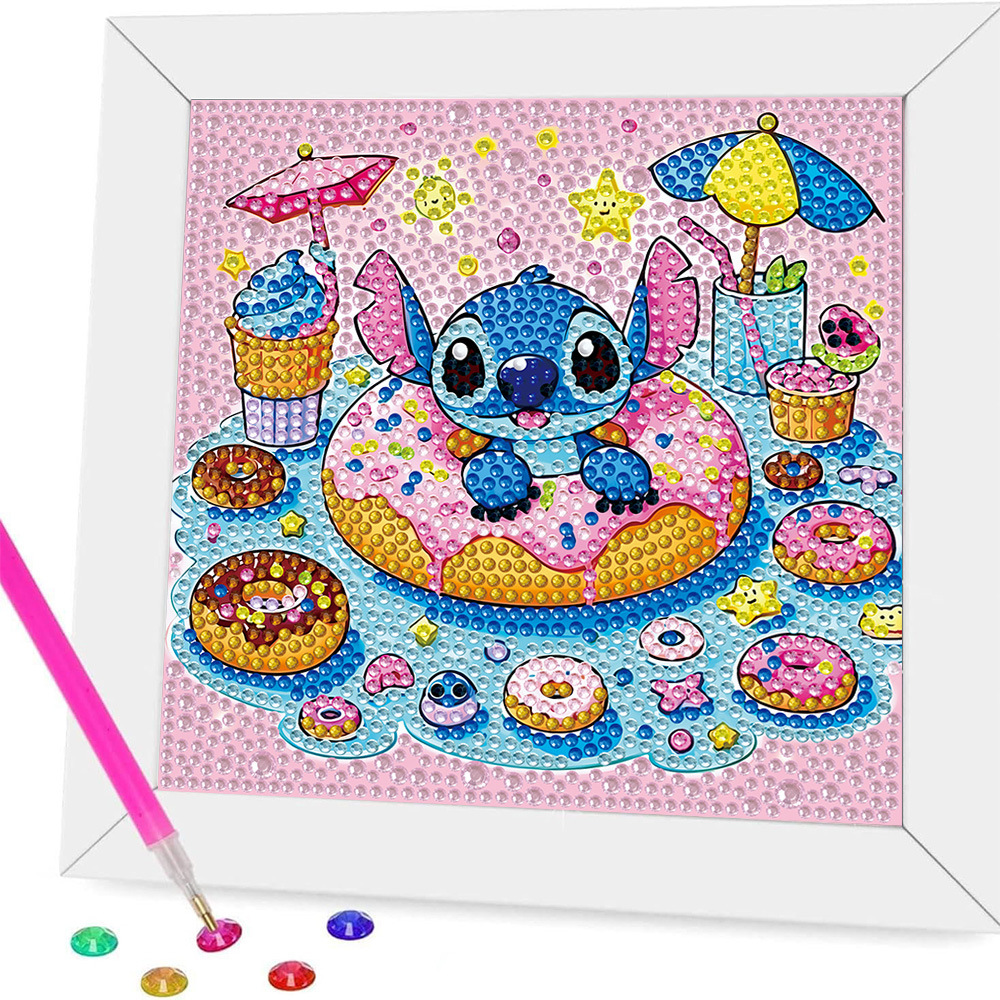 Pintura de diamantes enmarcada hecha a mano, superventas transfronteriza, de dibujos animados infantiles de la princesa Elsa, linda pintura de pegatinas de diamantes DIY