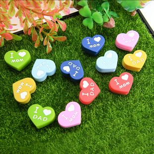 Baby Teether I Dad/Mom Heart Glue Beads DIY Anti-Drop Chain Accessories Heart-Shaped Perforated Loose Beads Wholesale