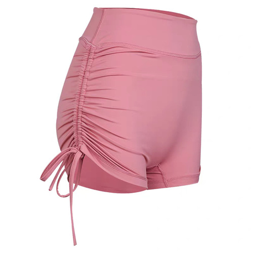 Summer Three-Quarter Yoga Shorts Nipple-Free Drawstring Tight Running Hot Pants for Women High-Waisted Ass-Lifting Fitness Bodysuit