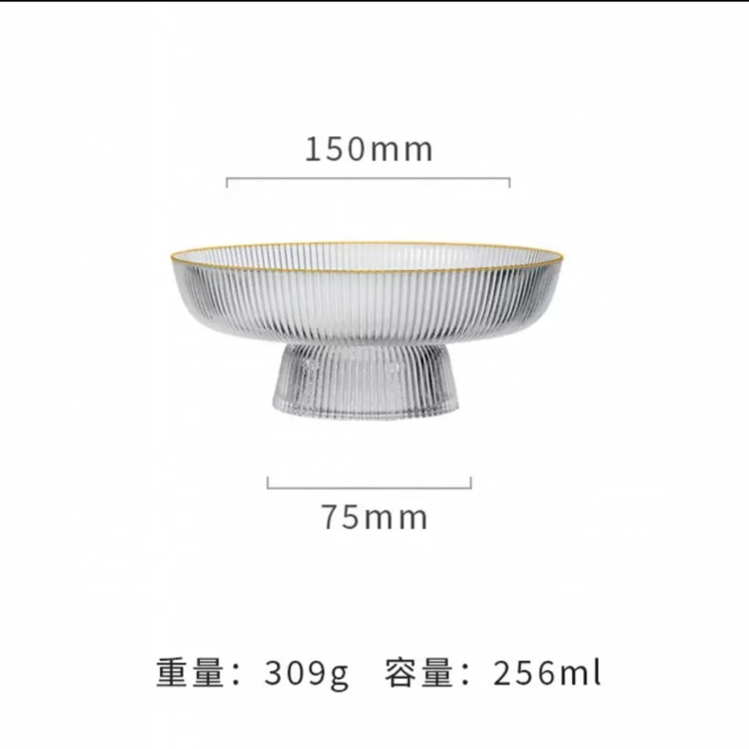 Plato de fruta alto de vidrio de lujo ligero, sala de estar para el hogar, plato de fruta exquisito, bandeja de refrigerio de alta calidad, vajilla al por mayor