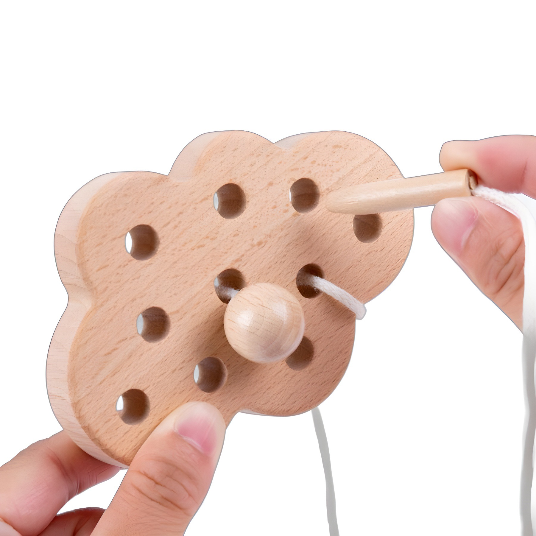Juegos divertidos de cuerda de madera para bebés mano a mano entrenamiento cerebral de concentración cognitiva temprana granos juguetes de hilo
