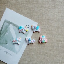 卡通彩虹独角兽马 树脂饰品配件手工diy奶油胶手机壳发夹贴片材料