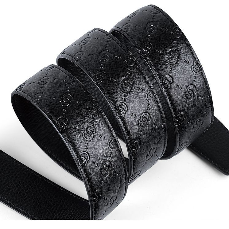 Automatic buckle suspender-free belt 3.5cm men's fashion versatile daily letter pattern work belt trouser pocket manufacturer