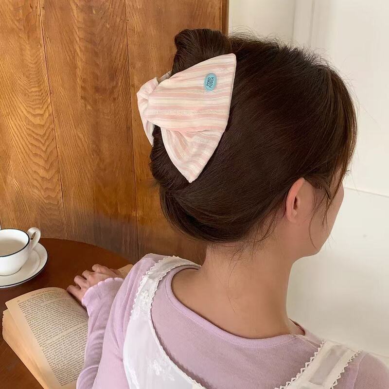 韩系甜美条纹三角发夹女后脑勺盘发抓夹气质鲨鱼夹子百搭发卡发饰|undefined