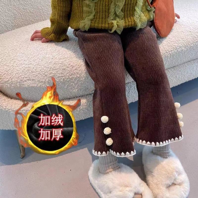 La nueva niña con polainas de encaje pantalones acampanados pantalones de todo fósforo niñas otoño e invierno y pantalones largos