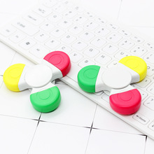 创意文具三色指尖陀螺荧光笔旋转减压手指陀螺彩色标记终点记号笔