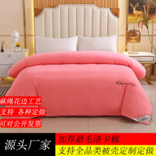 厂家直销加厚磨毛洛卡棉圆麻绳被壳蚕丝被被套内胆绣花内衬