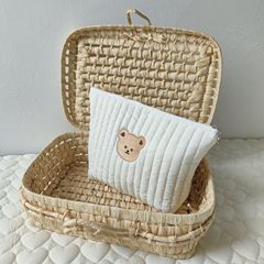 韓系ins収納化粧バッグ多機能外出衣類オムツバッグ刺繍純綿クラッチバッグ