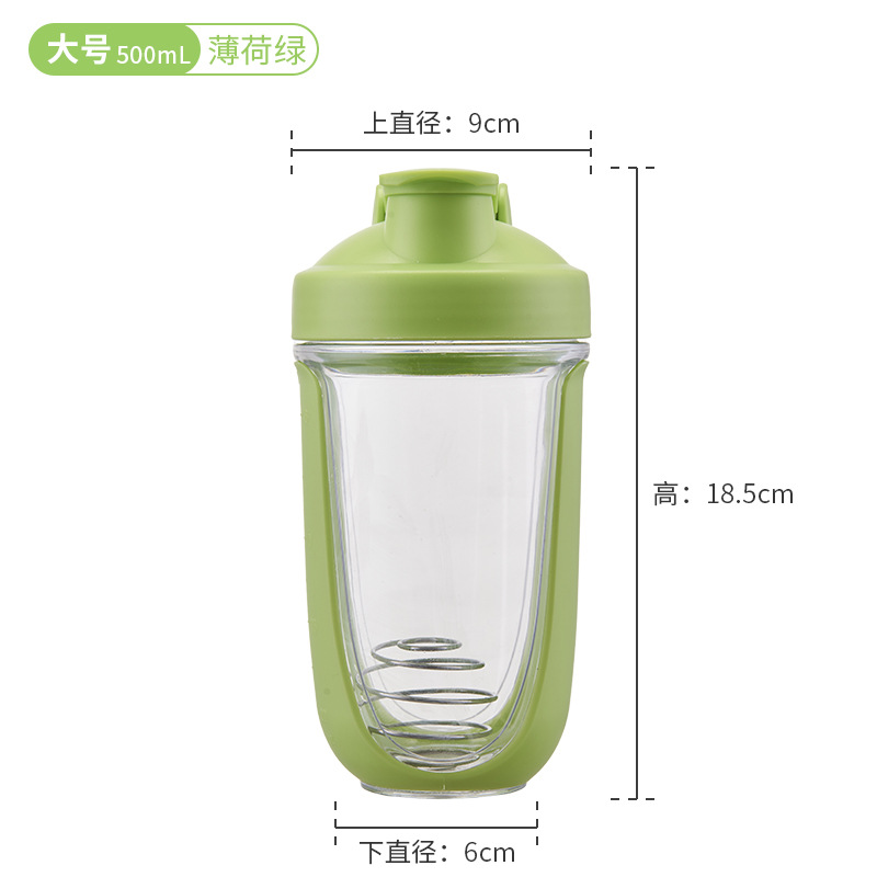 500ml taza de plástico de gran capacidad de una sola capa de polvo de proteína batido de leche portátil en forma de U portable taza de agua deportiva