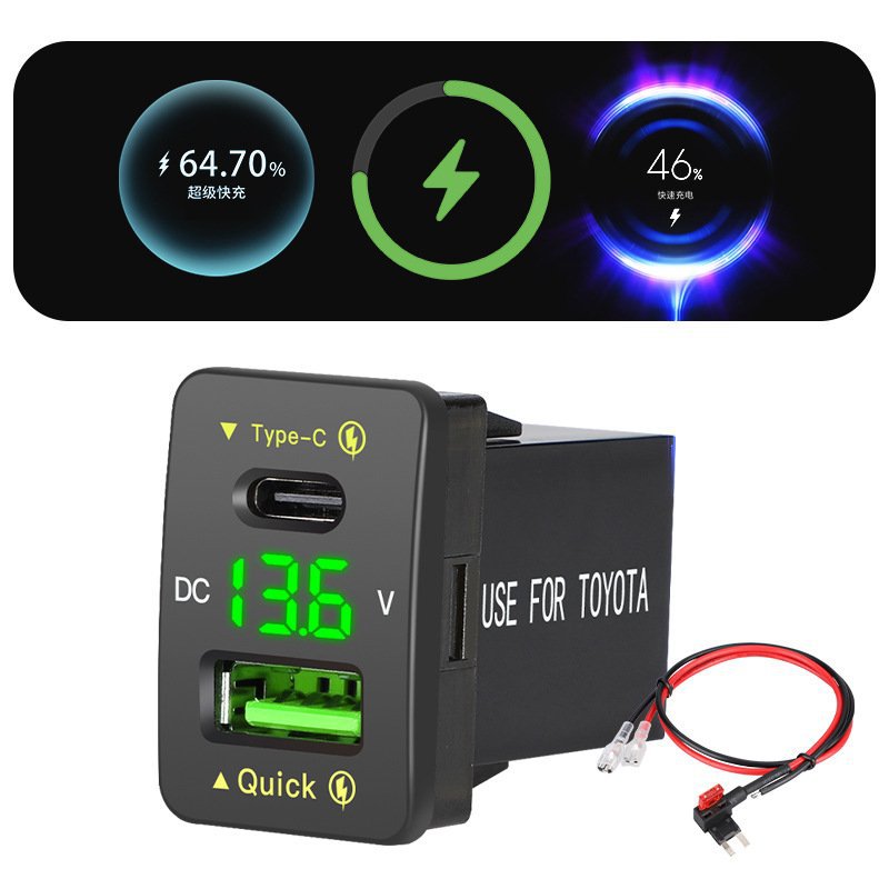 New Car USB Charger 66W Super Fast Charging 12-24V Rv Truck Modified Type-C Interface Flash Charging