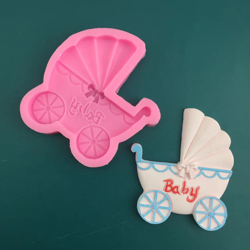 Baby детская коляска игрушка шоколадный сахар силиконовая плесень мультяшная игрушка машина с днем рождения плесень яйцо