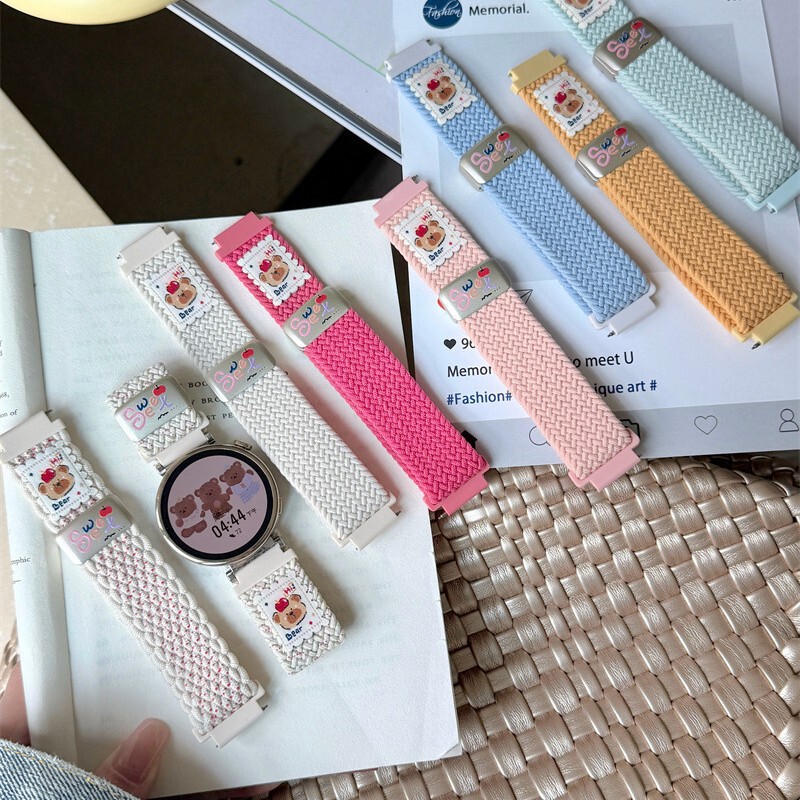 Suitable for Huawei Smart Watch Watchgt5 with Nylon Braided Gt3 Bear Illustration Magnetic Buckle Watch3Pro