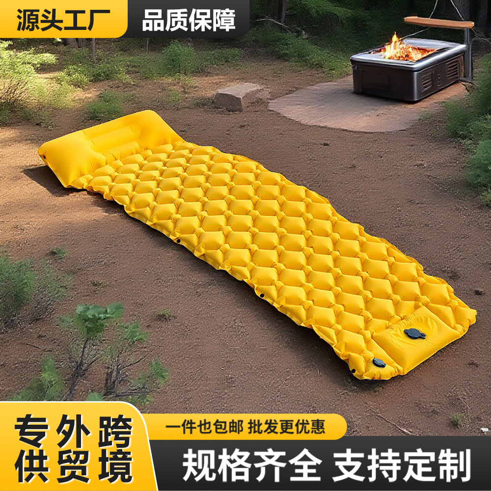 in stock wholesale outdoor foot inflatable sleeping mat lightweight weight 600g color L18 lunch break mat camping moisture-proof mat