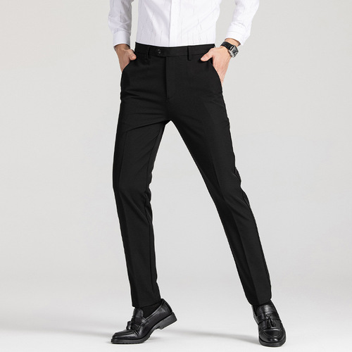 Spring and Autumn European and American Business Suit Men's Pants Straight Slim Men's Casual Pants No Ironing Solid Color Korean Pants Men's Thailand