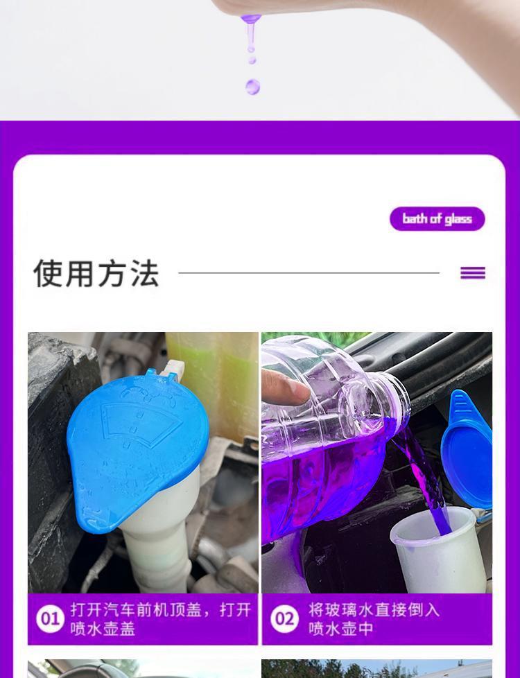 Oil film remover, insect repellent car glass cleaner, summer rainproof cleaning and maintenance, winter antifreeze wiper fluid, suitable for all seasons