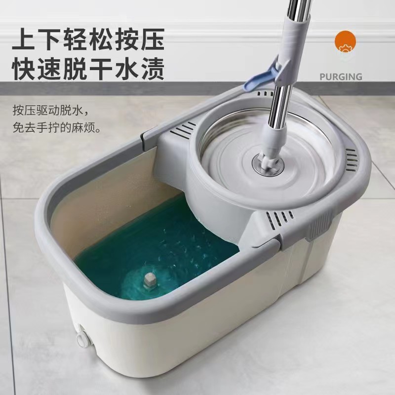 Foreign Trade Export No-Hand-Wash Rotating Mop with Automatic Spin Dry Function, Saves Time and Effort, Easy to Use for Home Cleaning