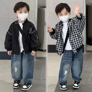 Boys' Spring Baseball Suit Jacket Two-sided Spring and Autumn Jacket Children's Korean-style Ripper Handsome Children's Baby Jacket Trendy