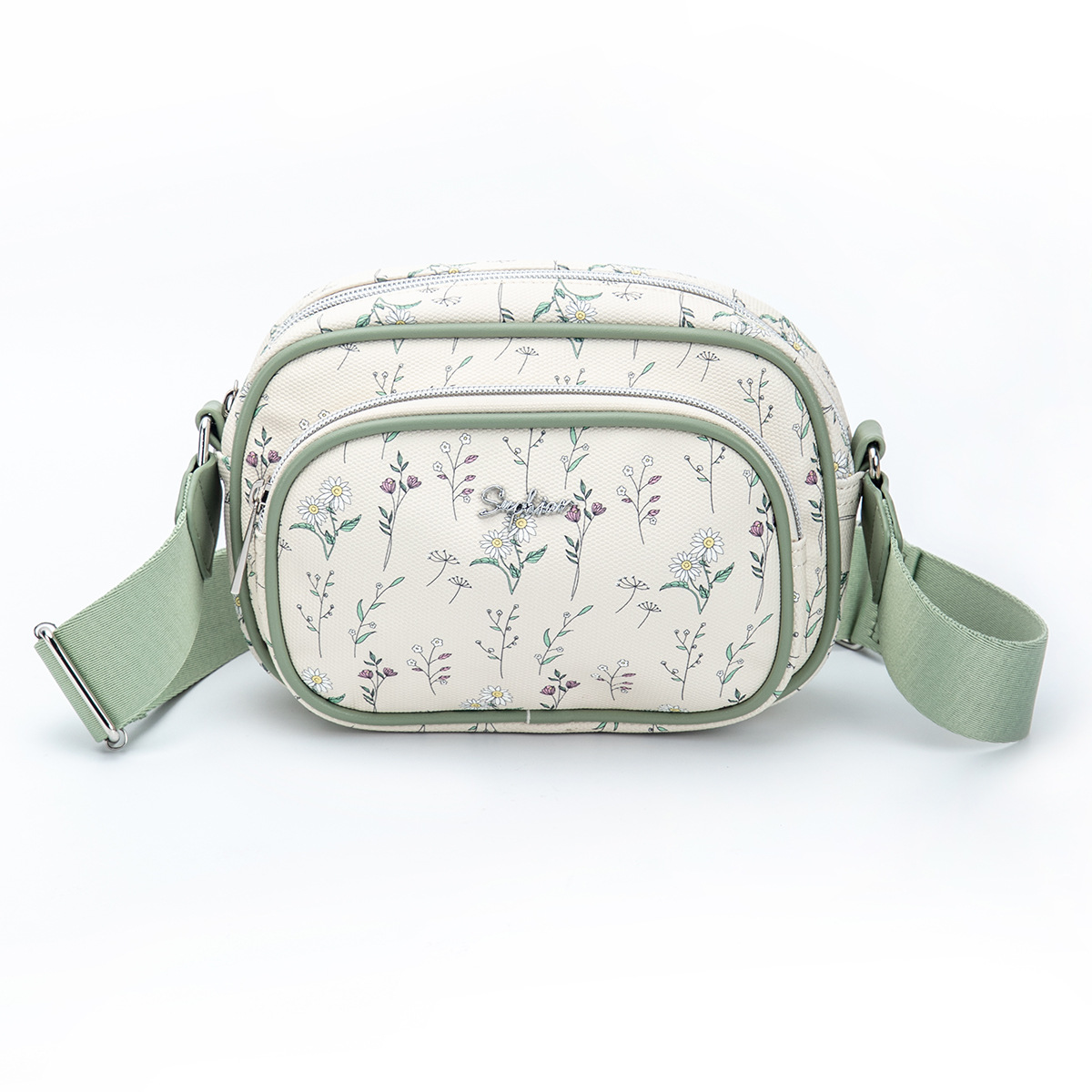 Bolso bandolera para teléfono móvil Flower Girl bolso cuadrado pequeño con letras de doble capa personalizado Bolso de hombro de maquillaje de cercanías de gran capacidad multifuncional