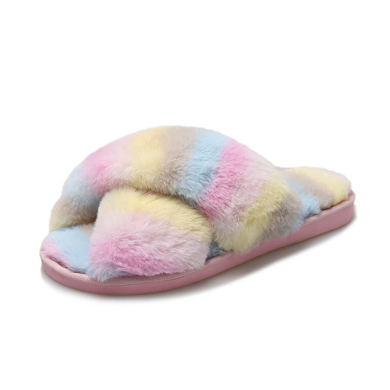 Women's Plush Fleece Open-Toe Autumn Outdoor Cushioned Cozy Memory Foam Slippers Indoor Shoes_voghion.com
