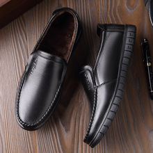 棉皮鞋男士冬季真皮加绒保暖软皮软底牛皮中年人爸爸棉鞋男鞋老人