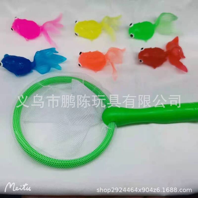 Taiwan and Japan soft rubber small fish early education play toy fish net pocket simulation small goldfish small suit