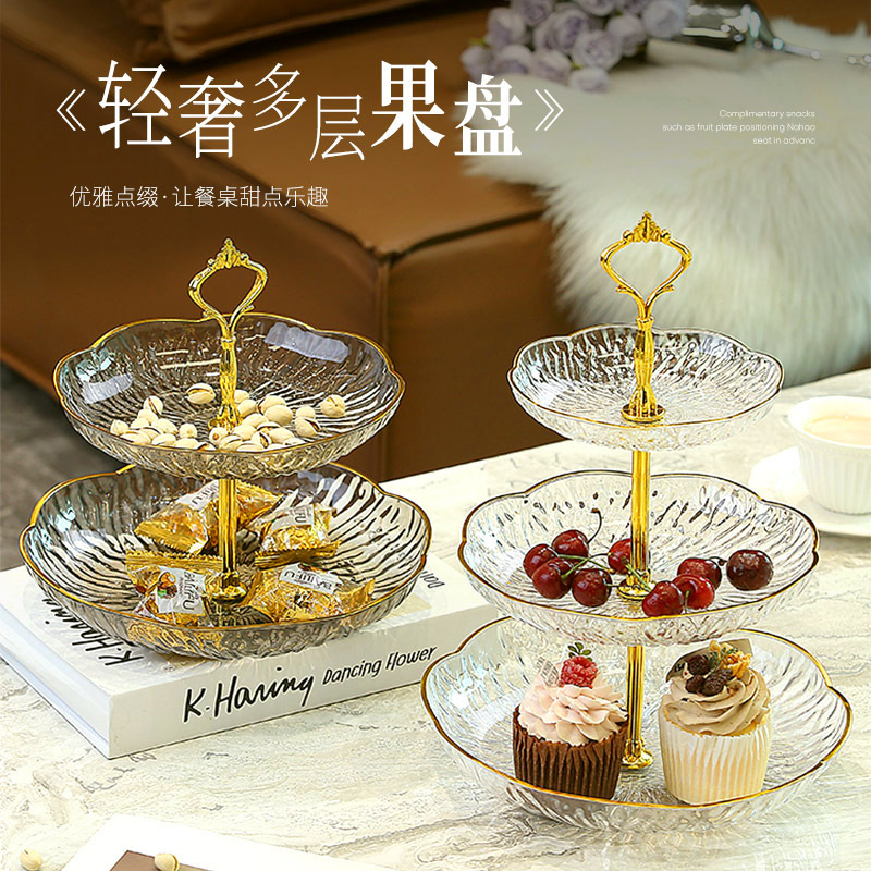 Multi-Layer Fruit Plate with Floral Design, High Aesthetic Value, Suitable for Home Use in the Living Room, Afternoon Tea, Snack Tray, Wedding, Birthday Party, Dessert Cake Stand