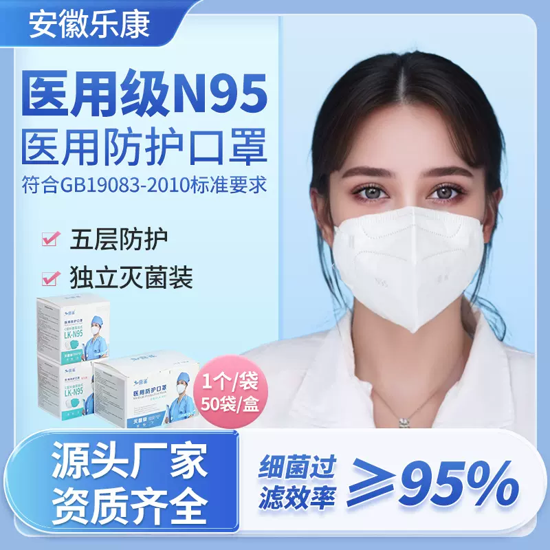 Ｎ95口罩医用级独立包装环氧乙烷独立包装防病毒医院医生防疫口罩