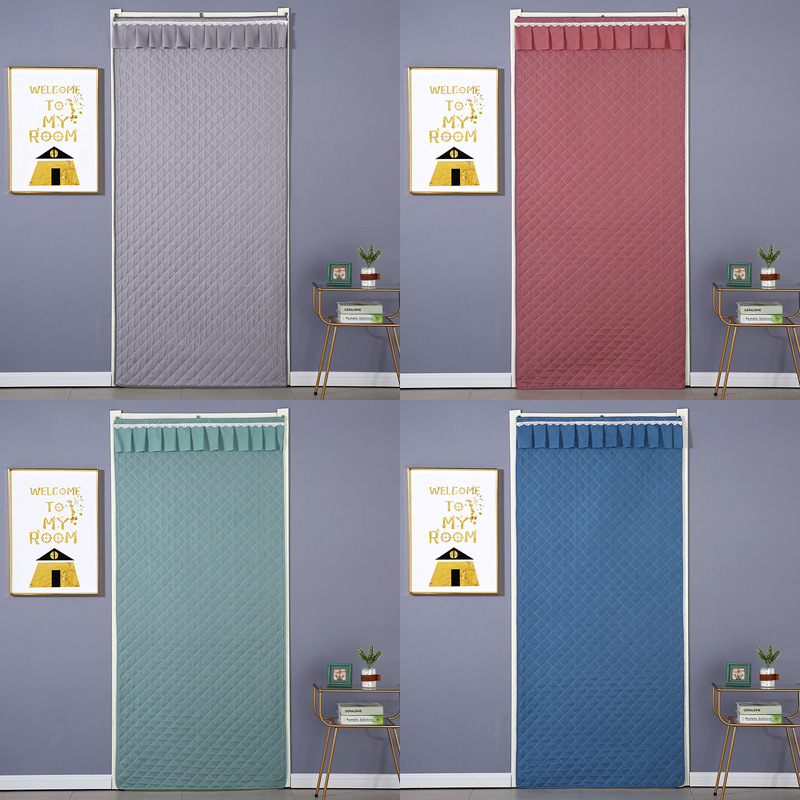 Winter cotton door curtain thickened windproof air conditioning curtain quilted warm bedroom partition soundproof cold-proof punch-free thick curtain