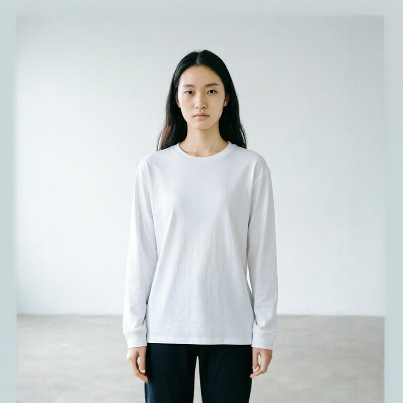 Loose Round Neck Long Sleeve T-Shirt for Women, Pure Cotton, Simple and Versatile Casual Top, White and Black, New Base Shirt Loose Round Neck Long Sleeve T-Shirt for Women, Pure Cotton, Simple and Versatile Casual Top, White and Black, New Base Shirt