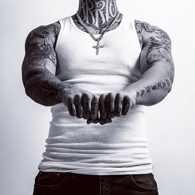 棉粗螺纹背心男士2x2罗纹运动美式西海岸匪帮重磅嘻哈健身打底衫