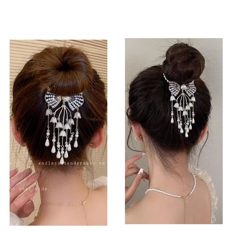 Women's Lady Water Droplets Flower Imitation Pearl Alloy Plating Inlay Artificial Diamond Hair Clip display picture 1