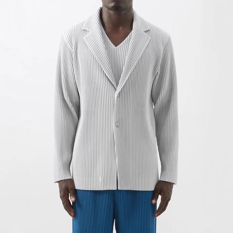 Miyake Pleated Suit Long-Sleeve Men's Jacket with Lapel, Loose Casual Cross-Border Trade Jd201 Japanese Style