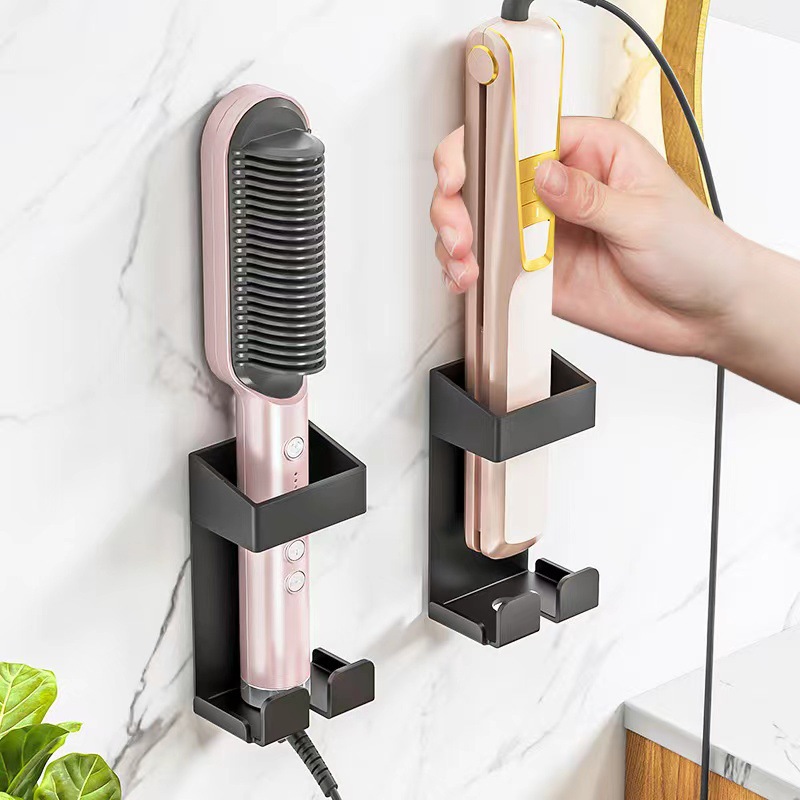 Comb Storage Rack, Curling Iron, Washbasin, Straightening Comb, Hair Straightener Storage Tube Box, Bathroom Wall-Mounted Shelf Storage