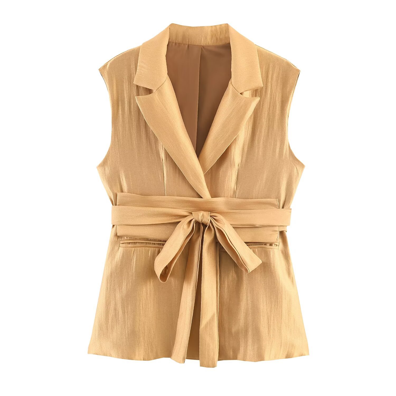 Myst & Za ropa de mujer primavera 2026 nuevo estilo estilo temperamento de moda arco de lazos de la cintura sin mangas V-cuello superior