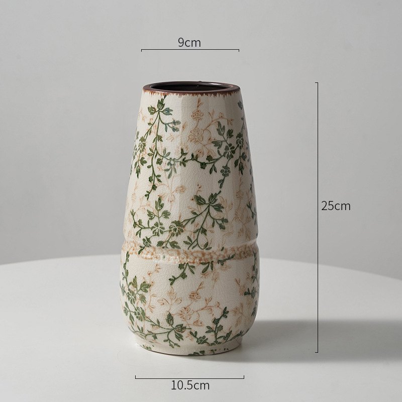 花レトロセラミック花瓶装飾品リビングルーム水耕フラワーアレンジメントクリエイティブ牧歌的なスタイルの装飾品新しいメーカー|undefined