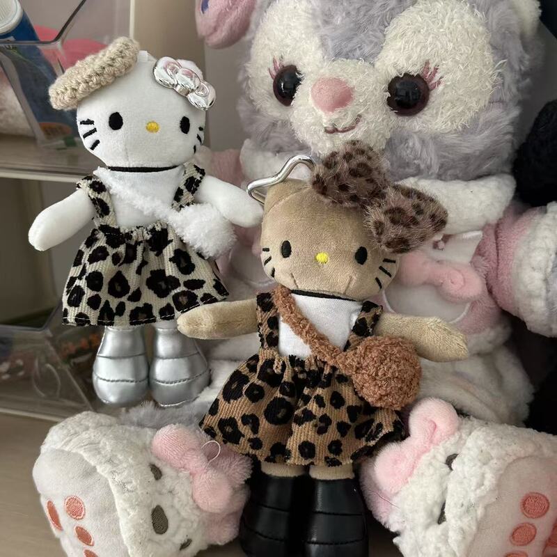 Leopard Print Hot Girl Long-Legged Kitty Plush Doll Pendant Bag Cute Card Head Doll Keychain Gift Pendant