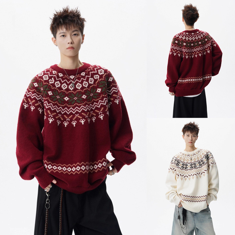 Fair Isle Jacquard Christmas Knitwear Men's Ethnic Style High-End Lazy Autumn and Winter Knitwear Foreign Trade Cross-Border Wholesale Fair Isle Jacquard Christmas Knitwear Men's Ethnic Style High-End Lazy Autumn and Winter Knitwear Foreign Trade Cross-Border Wholesale