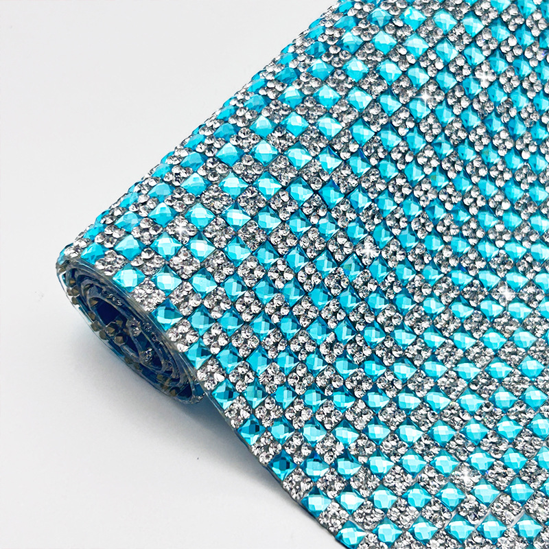 Parche de diamantes de imitación de vidrio de color brillante intermitente, adhesivo de malla de fondo, pegatina de diamantes en caliente, pegatina de diamantes decorativa de bricolaje, accesorios de ropa, pegatina de diamantes