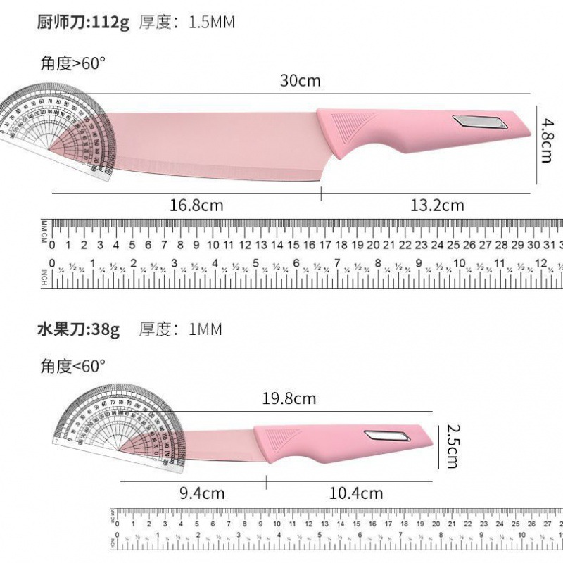 Venta caliente Internet celebridad Rosa chica corazón hogar Cocina de acero inoxidable pintura en aerosol mango de acero de cinco piezas cuchillo caja de regalo embalaje