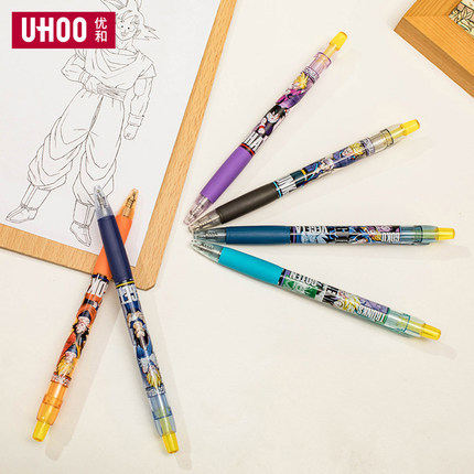 Youhe Paricon Dragon Ball Z edición limitada modelo conjunto Super Saiyan Dragon Ball pluma tipo empuje bolígrafo de gel con punta de doble cuenta