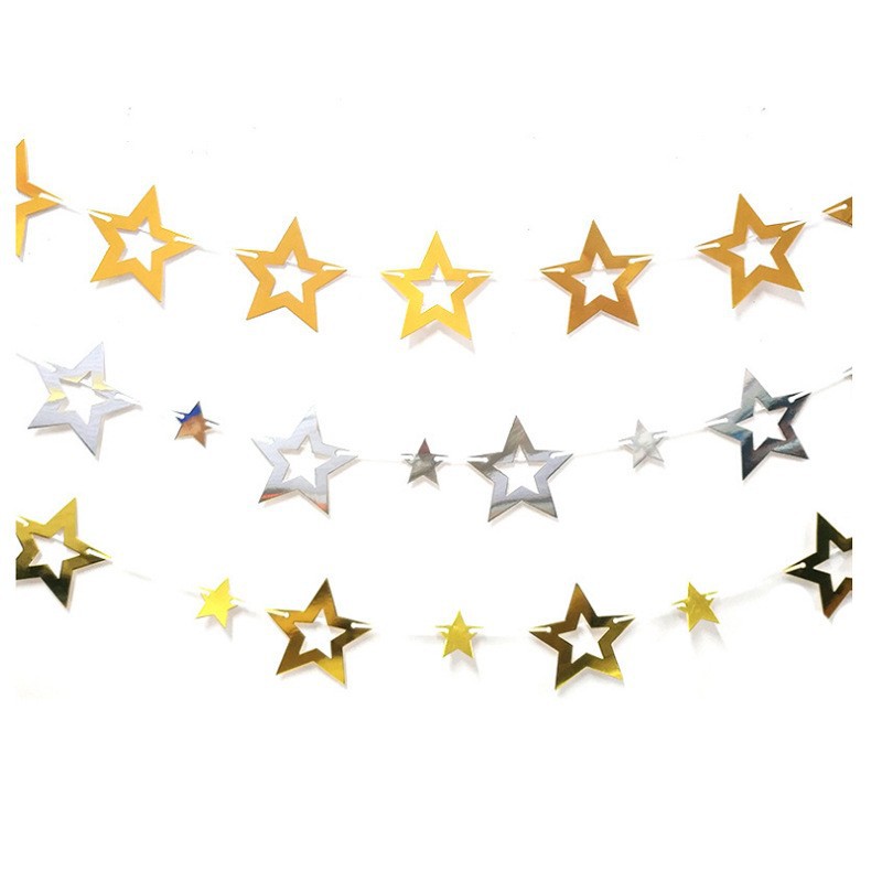 Hollowed five-pointed star birthday happy star garland mirror wall festival decoration props party celebration flag