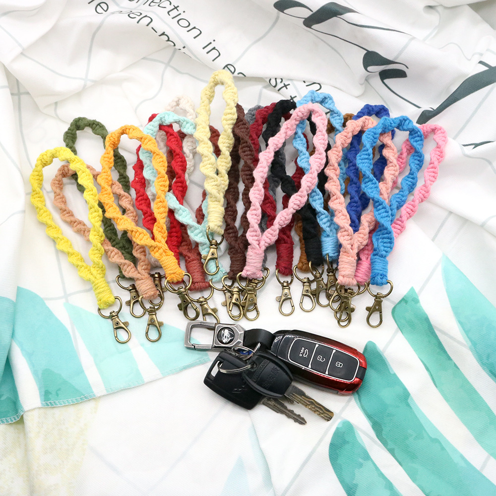 28g Weight Fashion Solid Color Twist Cotton Rope Unisex Bag Pendant Keychain 1 Piece