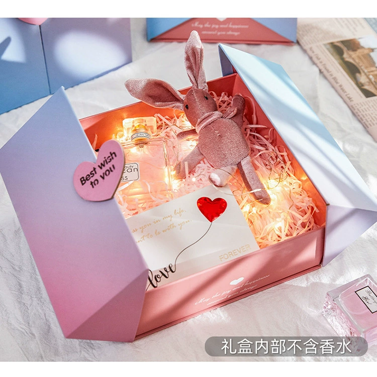 Подарочная коробка-сюрприз с двойной дверцей, креативная, в форме сердца, с градиентным цветом, для упаковки подарков на День святого Валентина, пустая подарочная коробка