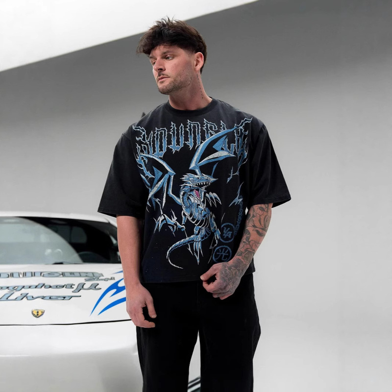 Youngla Co-Branded Yu-Gi-Oh Men's Oversized T-Shirt Jogger Sports Fitness Short-Sleeved Trendyy T-Shirt Youngla Co-Branded Yu-Gi-Oh Men's Oversized T-Shirt Jogger Sports Fitness Short-Sleeved Trendyy T-Shirt