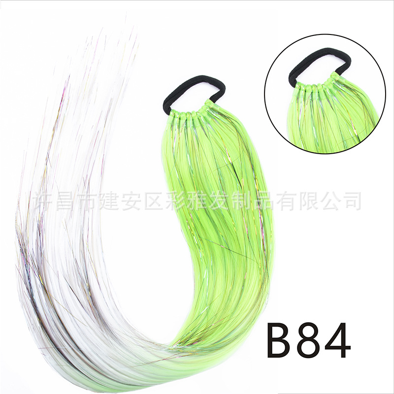 Comercio exterior transfronterizo láser de fibra química colorida cola de caballo 24 pulgadas trenzada de nueve hebras extensión de cabello cola de caballo simple y rápida