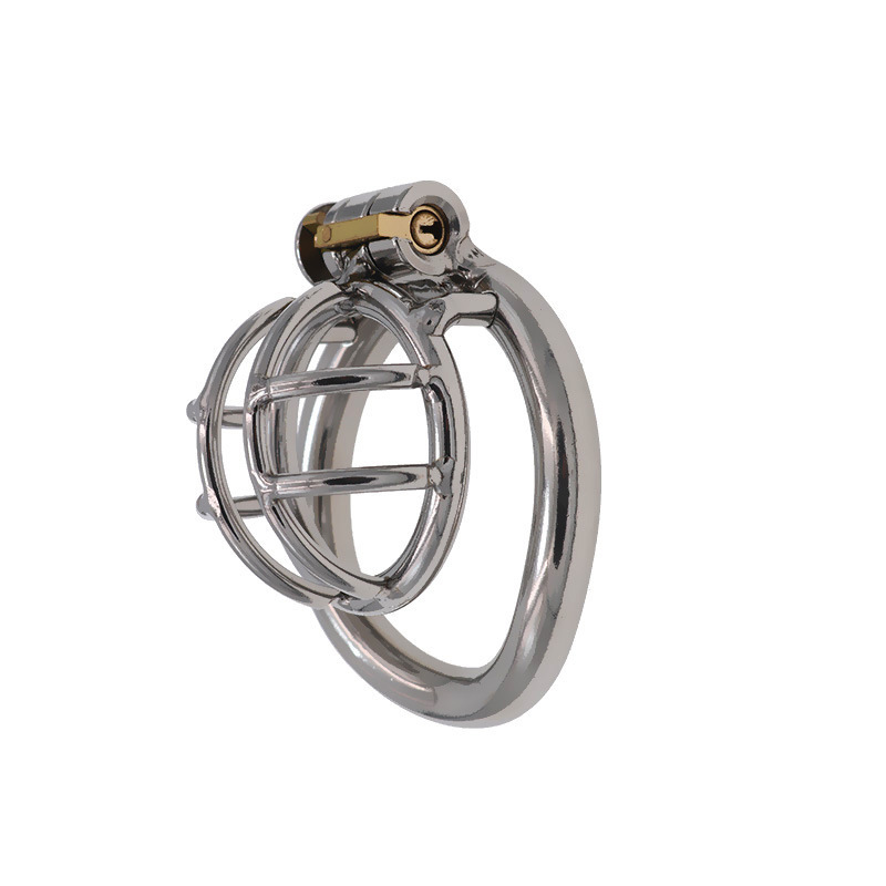 Chastity stainless steel chastity lock with mini short hollow design men's penis lock cage CB wear when going out