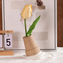冰淇淋花瓶装饰摆件客厅插花陶瓷创意鲜花仿真花干花有趣小花瓶